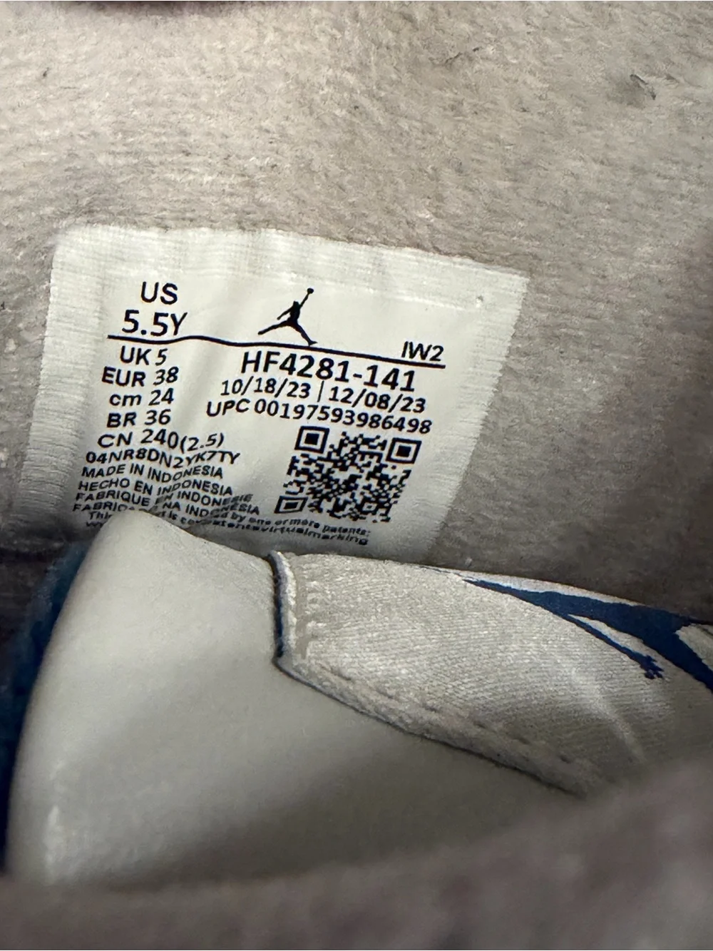 Excellent Air Jordan 4 Retro 2024 Off White/Military Blue GS Sz6Y